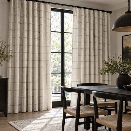 AI-generated design illustration of Ink Grid Curtain
