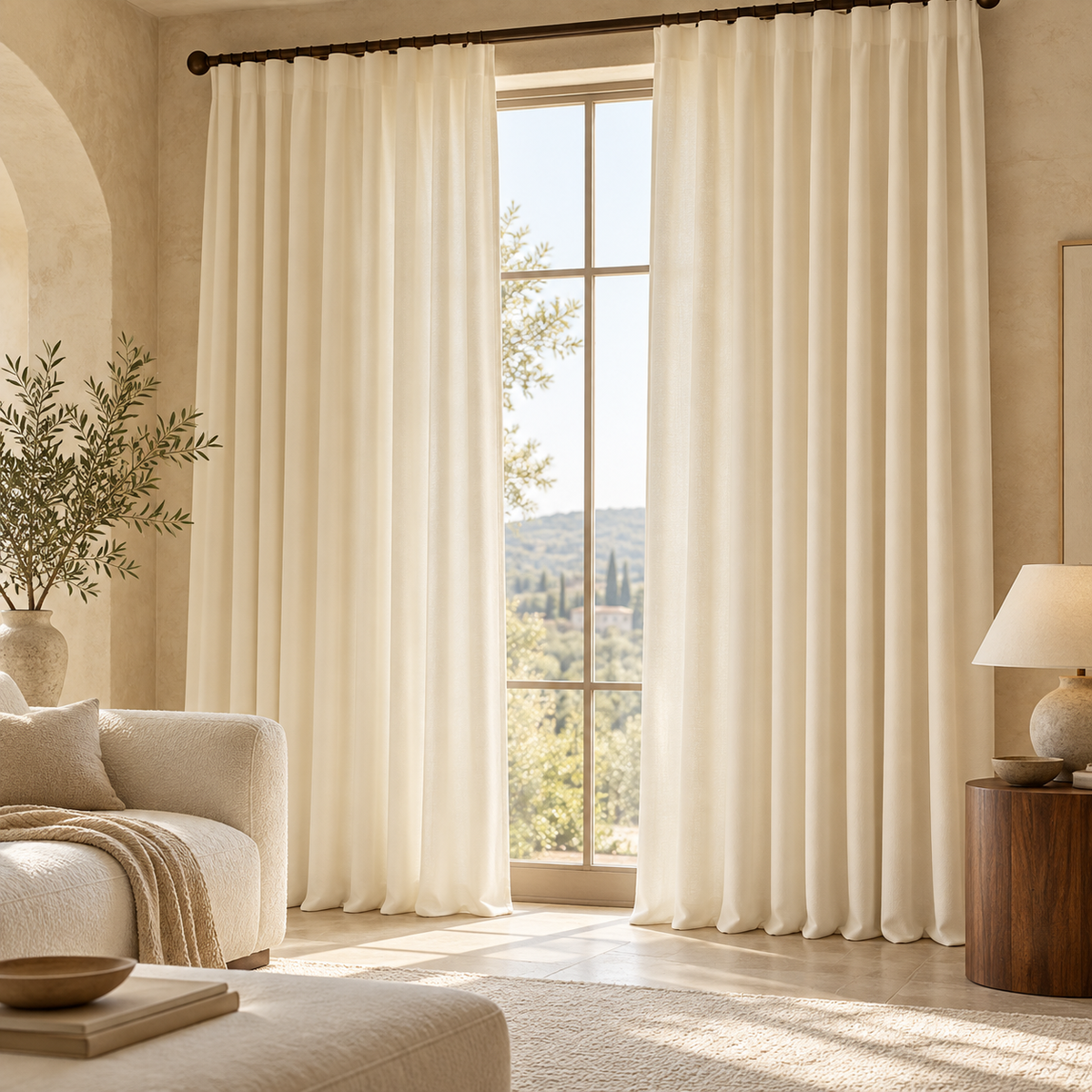 AI-generated design illustration of Ivory Fold Curtain