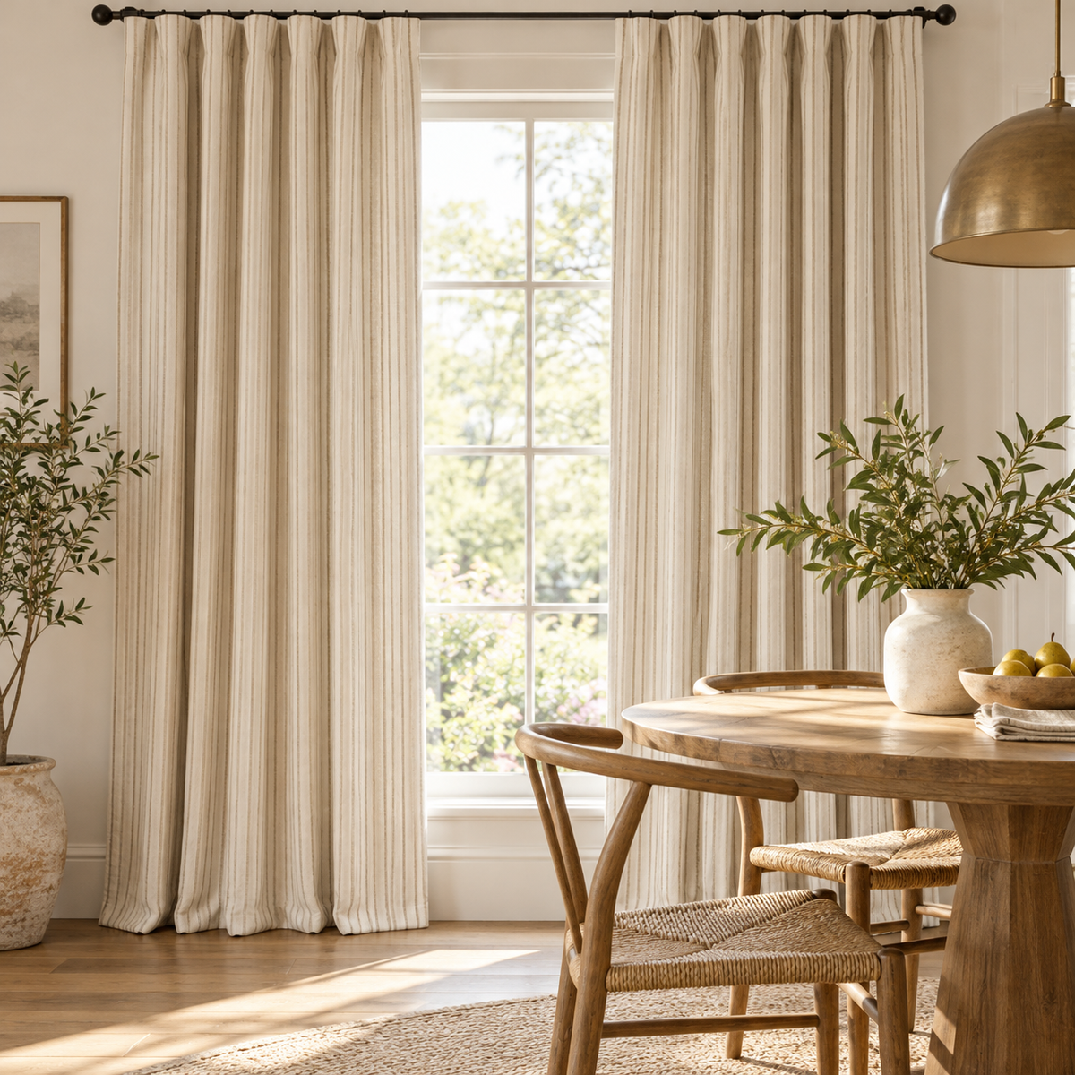 AI-generated design illustration of Oat Stripe Curtain
