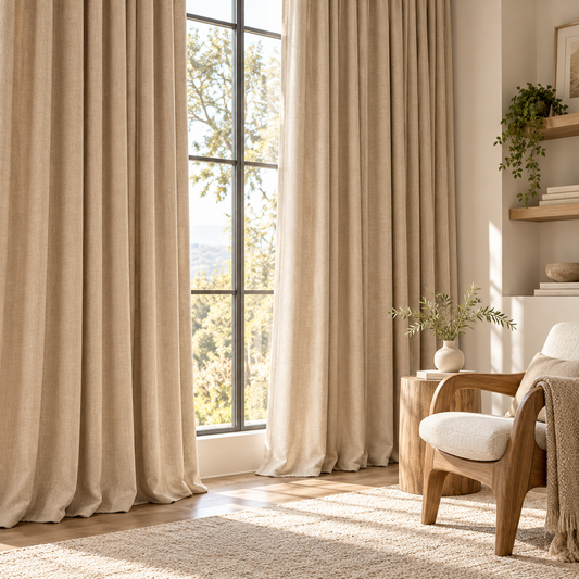 AI-generated design illustration of Sandstone Drape Curtain